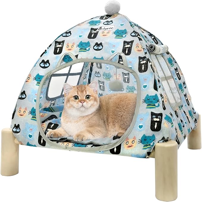 Pet Teepee House,Cat and Dog Waterproof Tent House,Breathable Washable Indoor/Outdoor Pet Tent, Suitable for Kitty, Puppy, Bunny and Small Animal (Colorful Cat)