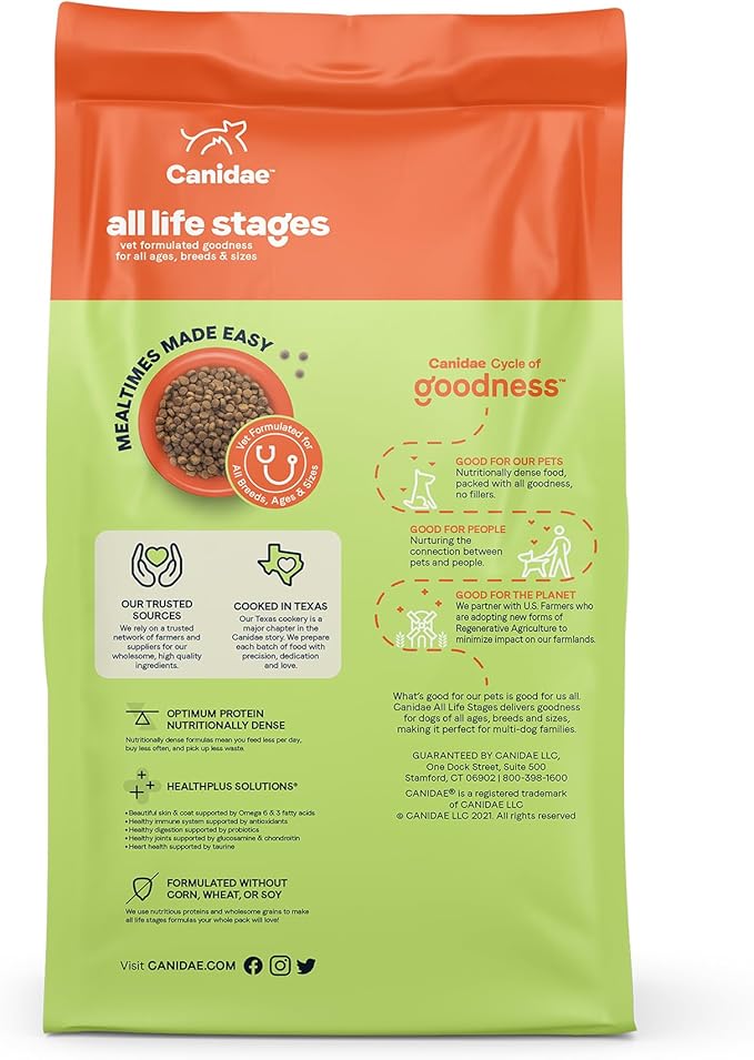 Canidae All Life Stages Premium Dry Dog Food for Less Active Dogs, All Ages, Chicken, Turkey & Lamb Meals, 5 lbs.
