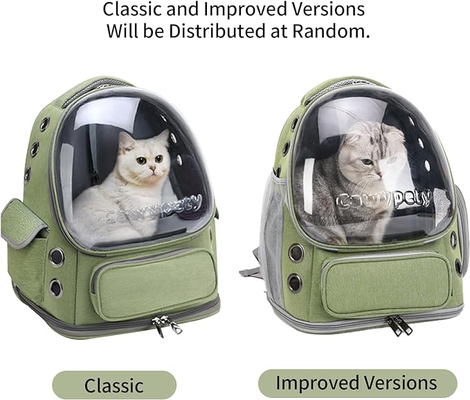 Cat Backpack Carrier, Breathable Cat Carrier Large Space Bubble Pet Backpack for Kitty Small Dog up to 15lbs, Transparent & Foldable Pet Carrier for Travel Hiking