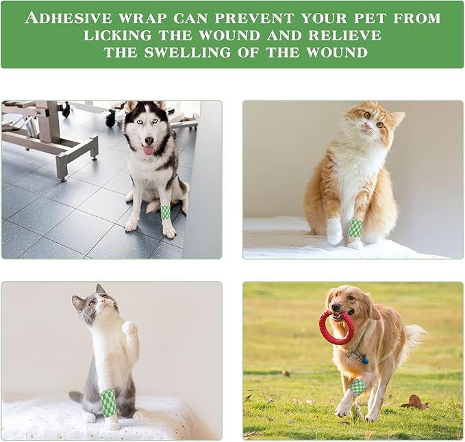 Vet Wrap Self Adhering Bandage Wrap Cohesive Bandage Multi-Function Wrap Tape for Dogs Cats Horses Birds Animals Non-Woven Strong Sports Tape for Wrist Healing Ankle Sprain & Swelling 12 Rolls