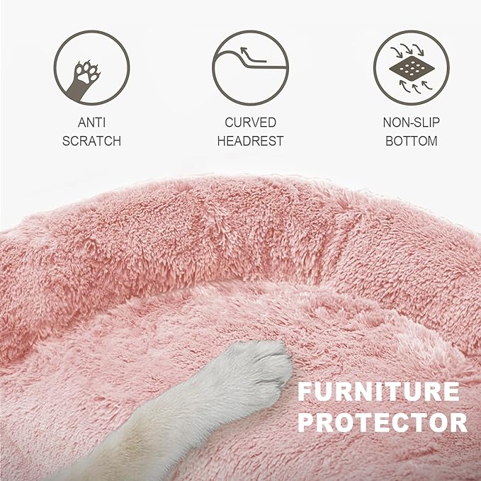 Tinaco Luxurious Calming Dogs/Cats Bed Mats, Washable Removable Couch Cover, Plush Long Fur Mat for Pets, Waterproof Lining, Perfect for Small, Medium and Large Dogs and Cats (Pink, L)