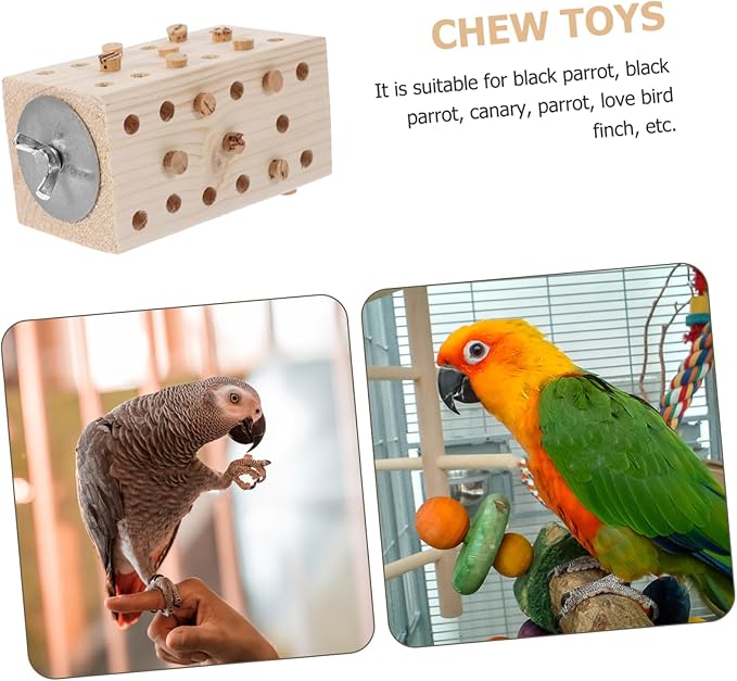 FRCOLOR Parrot Chewing Toy Toys Bird Puzzle Foraging Toy Bird Chewing Toy Bird Playing Toy Parrot Chewing Blocks Parrot Playing Cockatoos Toy Bird Bite Toy Birds Wooden Parrot Cage