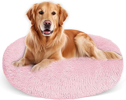 Dog Bed for Small Medium Large Dogs,27 Inch Calming Dogs Bed Machine Washable, Fluffy Round Pet Bed Non-Slip, Calming Soft Plush Donut Cuddler Cushion Self Warming for Puppy and Kitten