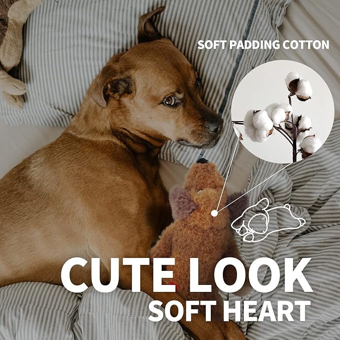 ALL FOR PAWS Dog Stuffed Animals with Heartbeat,Small Dog Toys for Dog Anxiety Relief,Puppy Behavioral Training Aid Toy Dog Stuff (48cm Brown Dog)