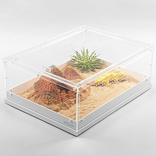 REPTI ZOO Large Tarantula Enclosure 16" X 12" X 6", Acrylic Reptile Terrarium Insect Feeder Box for Small Reptiles and Invertebrates, Mantis, Spider, Cricket, Tarantula