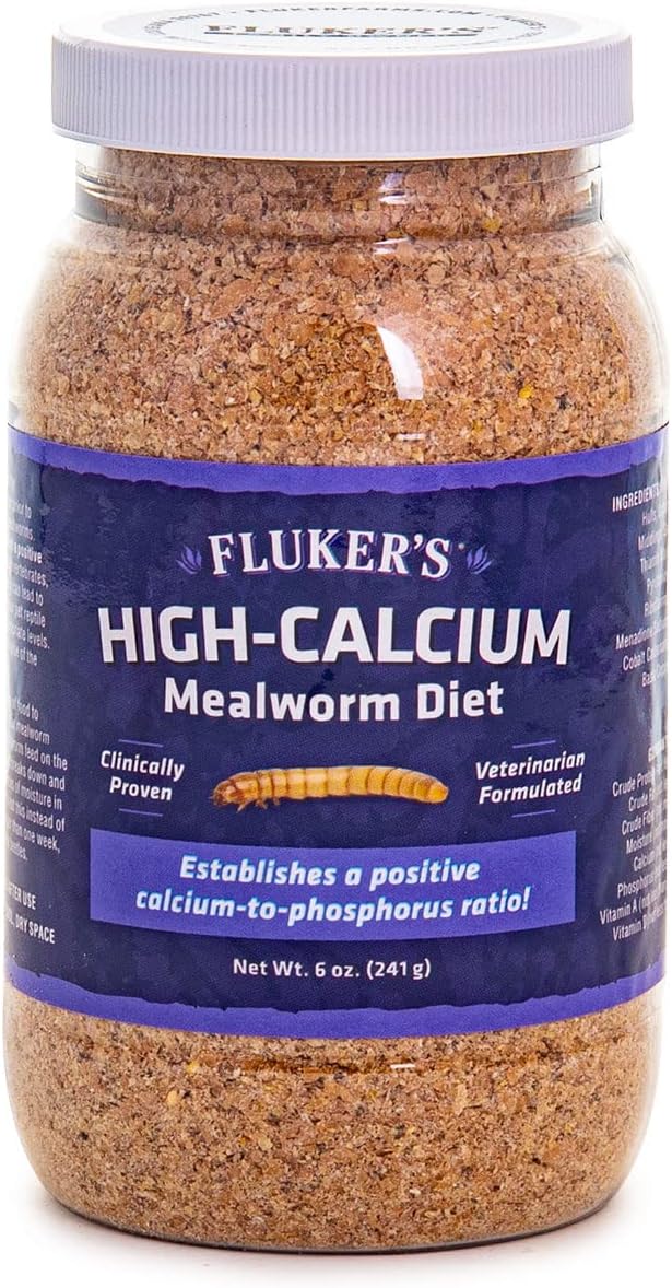 Fluker's High Calcium Mealworm Diet, Can Be Used as a Gut-Loading Food or Bedding, 6 oz