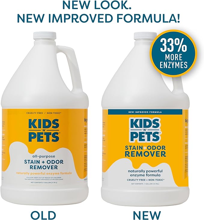 KIDS 'N' PETS - Instant All-Purpose Stain & Odor Remover – 128 fl oz (Packaging May Vary) - Permanently Eliminates Tough Stains & Odors – Even Urine Odors - No Harsh Chemicals, Non-Toxic & Child Safe