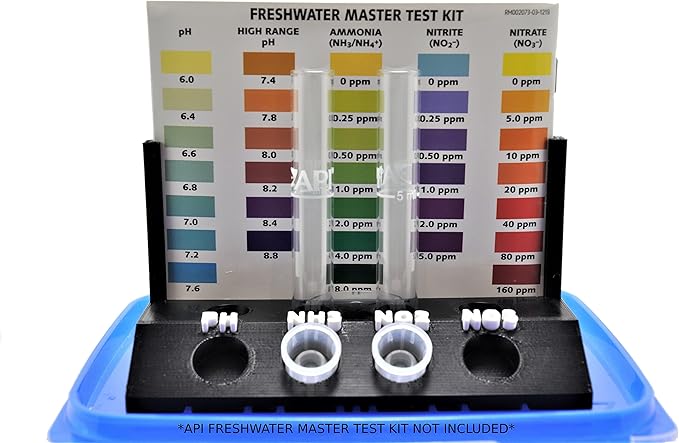 Aquarium Test Tube Holder with Rack - for API Freshwater Master Test Kit - 4 Slots Test Tube Rack – Black