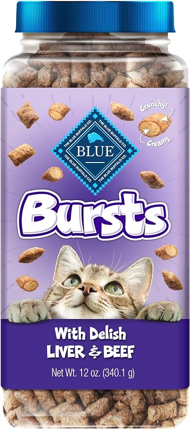 Blue Buffalo Bursts Crunchy Cat Treats, Chicken Liver and Beef 12-oz tub