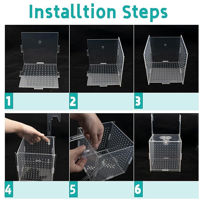 Acrylic Fish Breeding Box, Transparent Fish Isolation Box, Fish Separator for Aquarium, Hatchery Incubator with Suction Cups for Guppy Shrimp Clownfish African Cichlids (5.9 * 5.9 * 5.9inch)