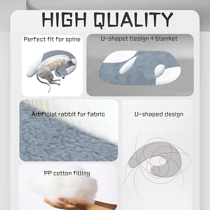 Dog Pillow Dog Bed Pet Pillow Mattress Set for Indoor Cats and Dogs Dog Calming Pillow Dog Bed Cat Pillow Cat Mattress Improve Pet Sleep Gray and White Double Color