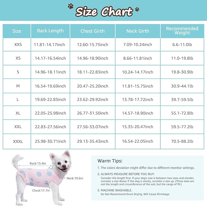 Dog Recovery Suit, Professional Dog Surgery Suit Post Spay, Neuter, Abdominal Surgical Suit for Male Female Dogs Can Pee, Prevent Licking Soft Breathable Cotton Covers Wound (Pink, X-Small)