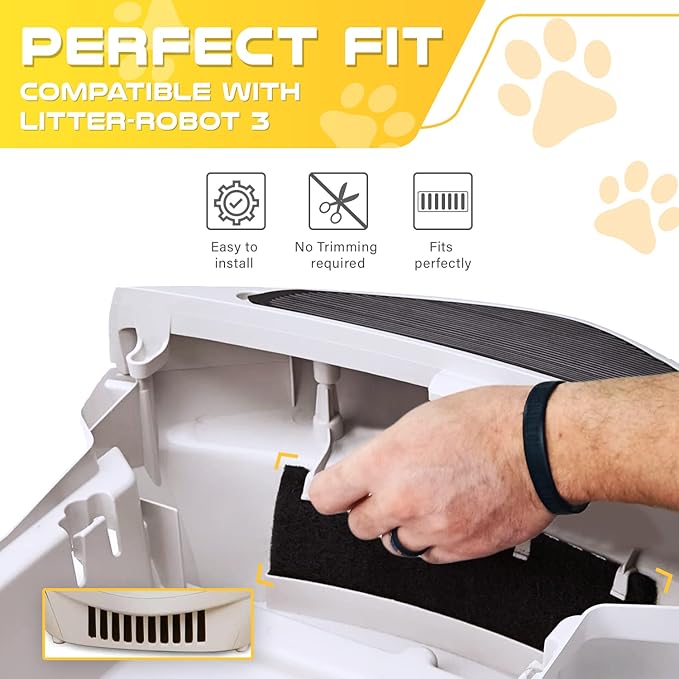 Biodefensor Carbon Filters Compatible with Litter-Robot 3 - Made in USA - Thick True Charcoal Absorbs Odors & Controls Moisture - Pet Safe, Non-Toxic, Free of VOCs - Keeps Home Smelling Fresh, 4 Pack