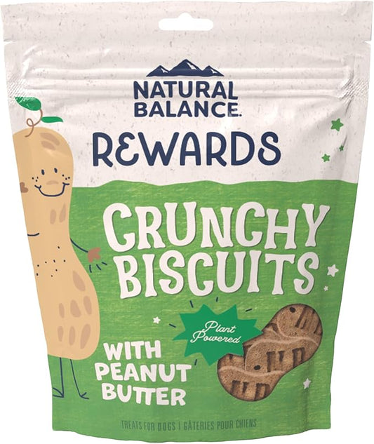 Natural Balance Limited Ingredient Rewards Crunchy Biscuits, Vegetarian Dog Treats for Adult Dogs of All Breeds, Peanut Butter Recipe, 14 Ounce (Pack of 1)