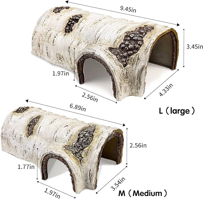 Reptile Hide Large Caves Simulation Tree Hideout Snake Hide Leopard Gecko Terrarium Plastic Plant Leaves Ornament Habitat Shelter Decor for Lizard Hermit Crab Spider Frog Amphibians