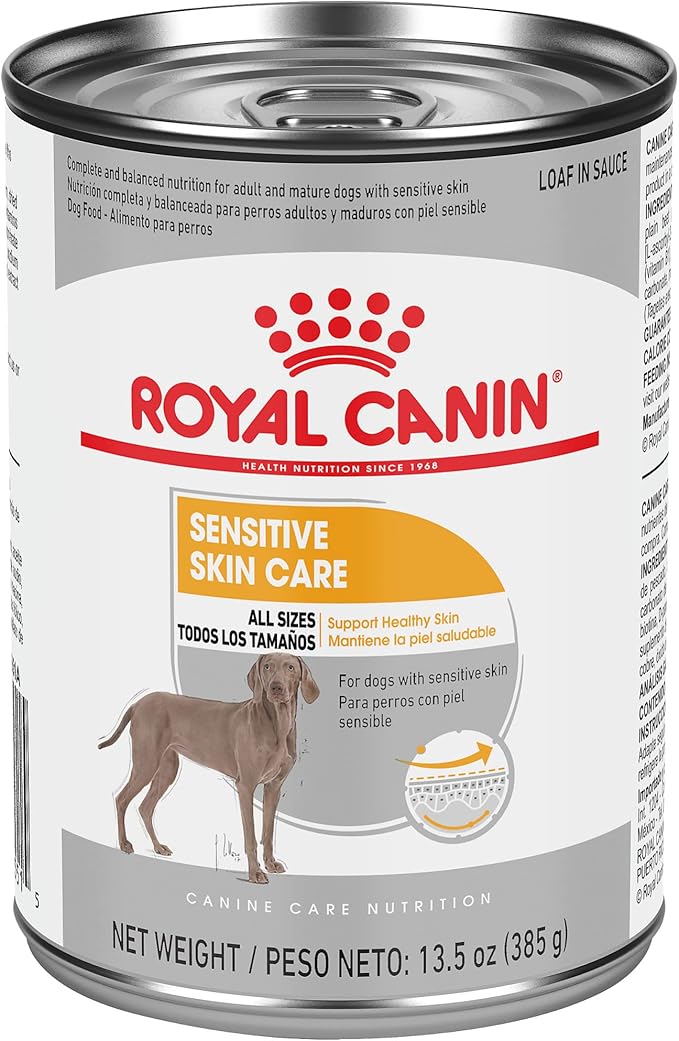 Royal Canin Sensitive Skin Care Loaf in Sauce Wet Dog Food, 13.5 oz can (12-Count)