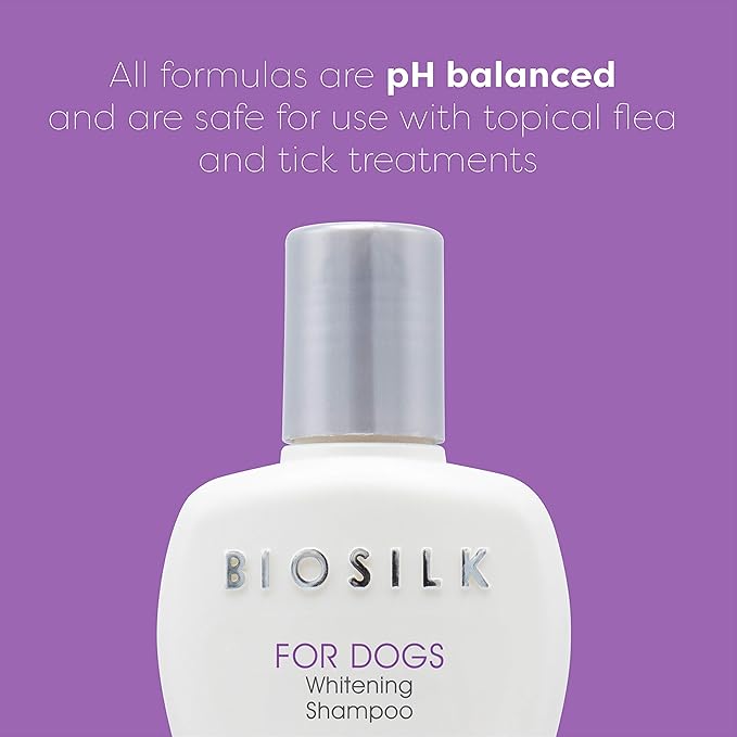 BioSilk for Dogs Silk Therapy Whitening Shampoo | Best Brightening Dog Shampoo for White Dogs to Keep A Clean, White Coat, 12 Oz Shampoo Bottle for All Dogs