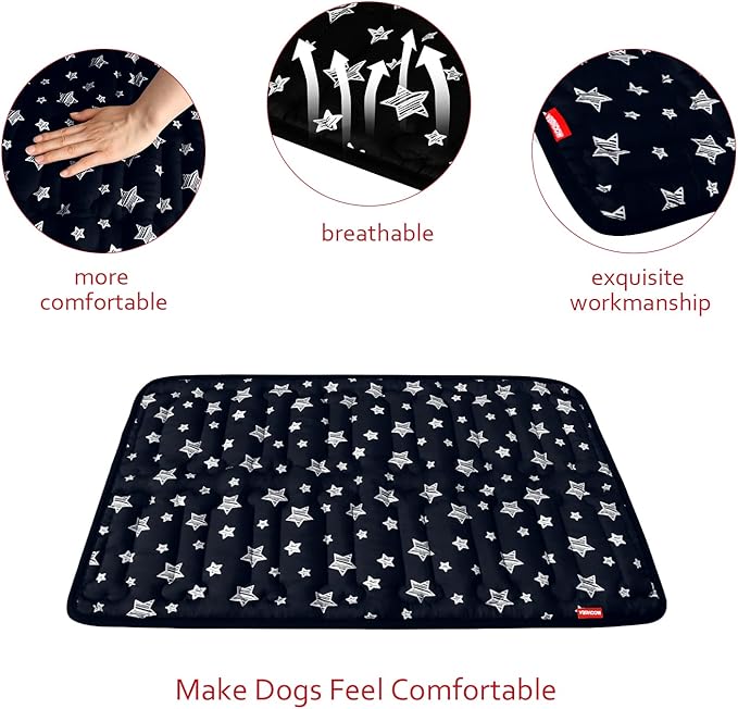 Dog Crate Mat (30" X 19"), Soft Dog Bed Mat with Cute Prints, Personalized Dog Crate Pad, Anti-Slip Bottom, Machine Washable Kennel Pad, Black