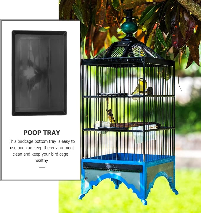 Alipis Bird Toilet Pan Parrot Toilet Pan Bird Cage Tray Black Replacement Dog Crate Pan, Bunny Cage Bottom Tray Plastic Small Animals Cage Tray for Pet, 2Pcs Pet Poop Holder