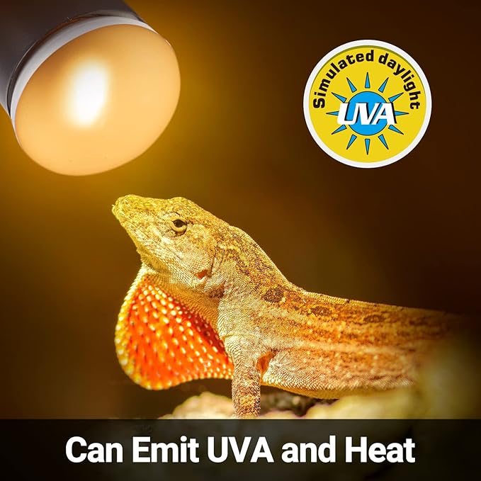 REPTI ZOO 25W Upgraded Nano Reptile Daylight Basking Spot Heat Lamp Bulb 2 Pack, UVA Full Spectrum Sun Light Daytime Heating Lamp for Reptile and Amphibian