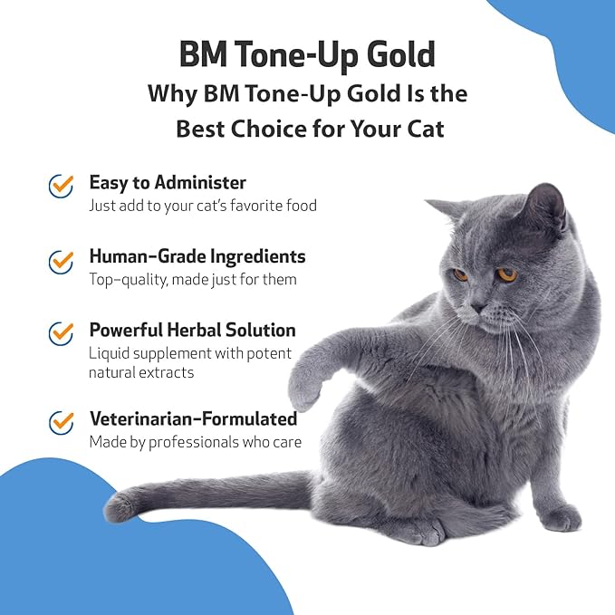 Pet Wellbeing BM Tone-Up Gold for Cats - Vet-Formulated - Diarrhea & Loose or Runny Stools - Natural Herbal Supplement 2 oz (59 ml)
