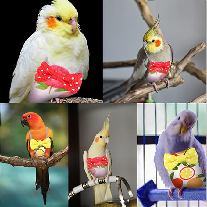 Bird Diaper Parrot Washable Diapers, Parrot Flight Suit, Reusable Nappies for Parakeet Cockatiel Mini Macaw Budgie Canary 2 Pcs