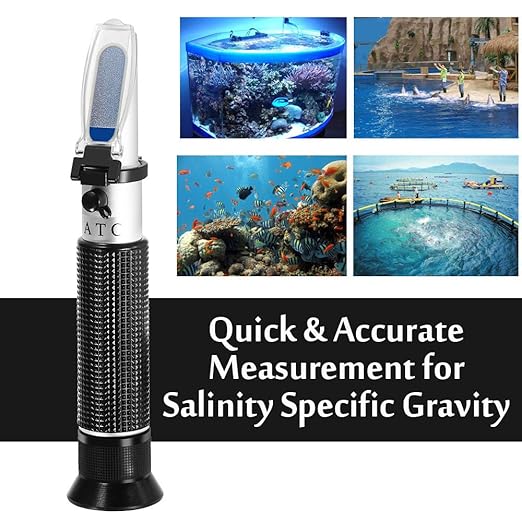 Seawater Salinity Refractometer,V-Resourcing Automatic Temperature Compensation Sea Water Salinity Measurer for Aquarium, Hydrometer, 0-100ppt & 1.000-1.070 Salinity Specific Gravity