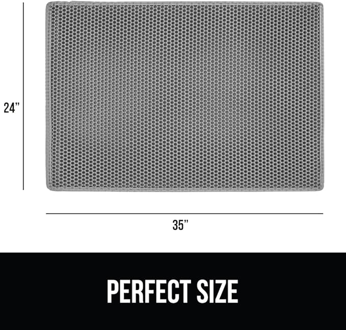 Gorilla Grip Honeycomb Cat Litter Mat 35x24, Two Layer Trapping Waste Mats, Soft On Paws, Indoor Box Supplies and Essentials, Feeding Trap, Water Resistant on Floors, Gray