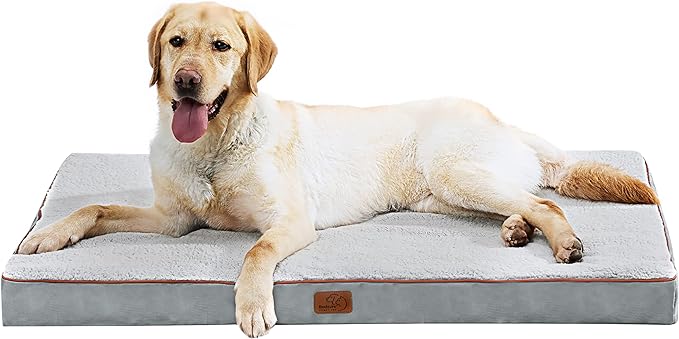 Bedsure Extra Large Dog Bed for Large Dogs - XL Orthopedic Dog Beds with Removable Washable Cover, Egg Crate Foam Pet Bed Mat, Suitable for Dogs Up to 100lbs, Light Grey