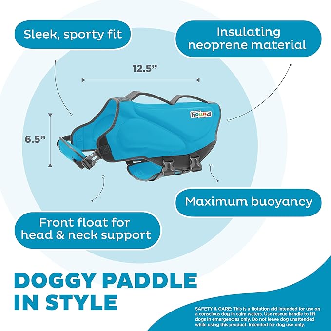 Outward Hound Dawson Swim Blue Dog Life Jacket, Medium