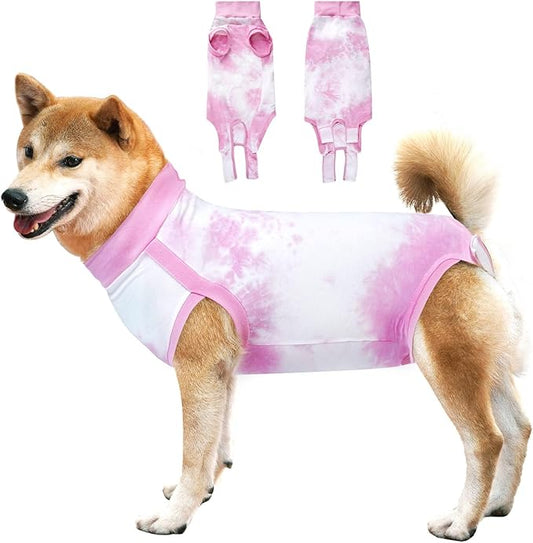 Dotoner Dog Recovery Suit Tie-Dye Pet Recovery Shirt Surgery Suit for Male Female Dogs Alternative E-Collar&Cone Protecting Abdominal Wounds Skin Disease Prevent Licking Wounds Dog Onesies