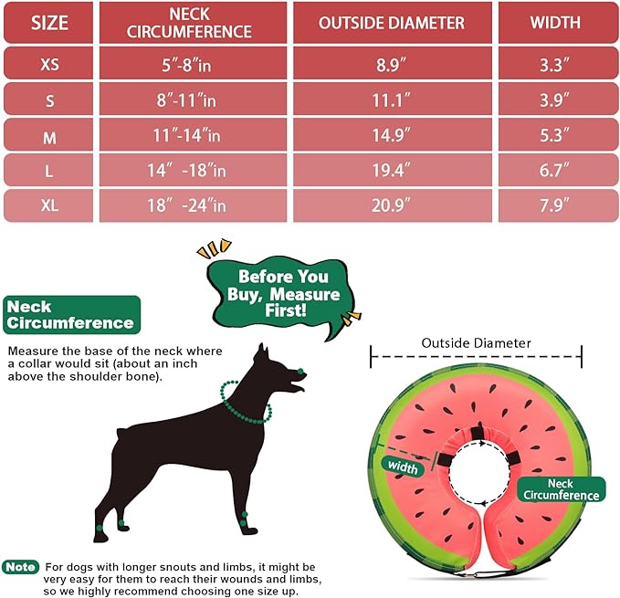 Dog Cone Collar for Small Medium Large Dogs for After Surgery, Pet Inflatable Neck Donut Collar Soft Protective Recovery Cone for Dogs and Cats - Alternative E Collar Does not Block Vision - Red,L