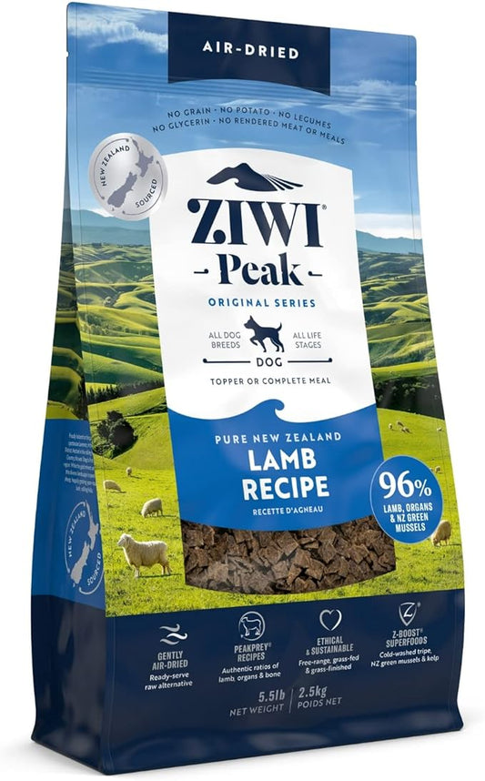 ZIWI Peak Air-Dried Dog Food – All Natural, High Protein, Grain Free and Limited Ingredient with Superfoods (Lamb, 5.5 lb)