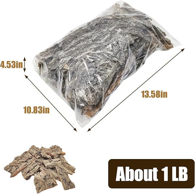 Reptile Bark Bedding,1 LB Natural Cork Bark for Reptiles Flat Cork Wood Terrarium Substrate Tank Supplies for Snake Spiders Bearded Dragons Hermit Crabs Geckos