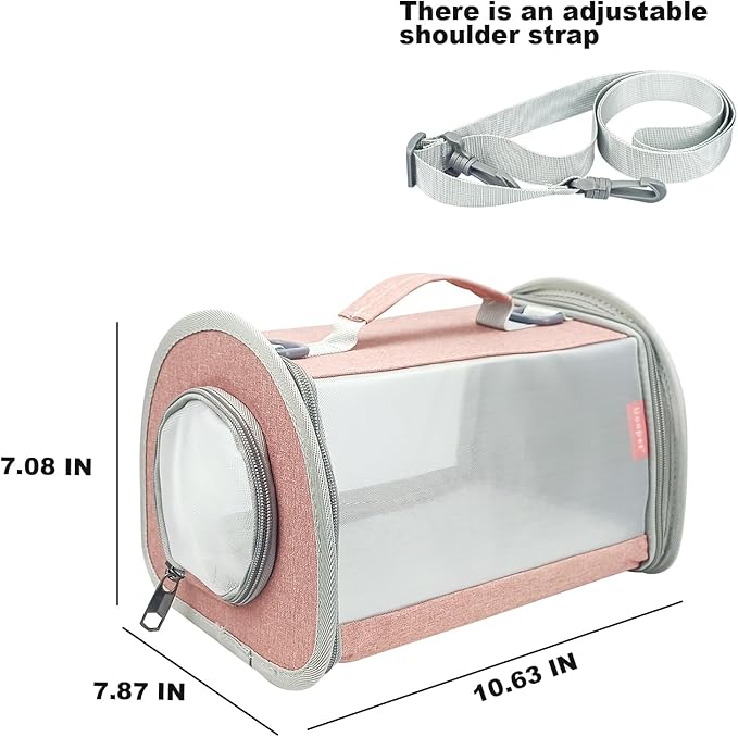 Small Animal Carrier Bag, Portable Guinea Pig Travel Carrier, Breathable Small Pet Bag for Guinea Pig Bird Rabbit Hamster Chinchilla Hedgehog Sugar Glider Outgoing Travel Carrying Case (Pink)