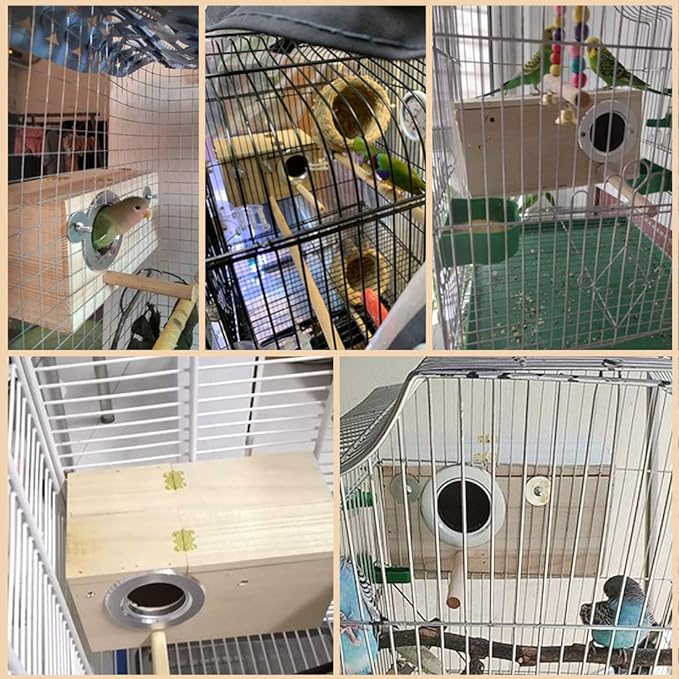 PINVNBY Parakeet Nesting Box Bird House Wood Breeding Box Parrots Mating Box for Lovebirds,Cockatoo,Budgie, Finch,Canary and Medium-Sized Birds(XL)