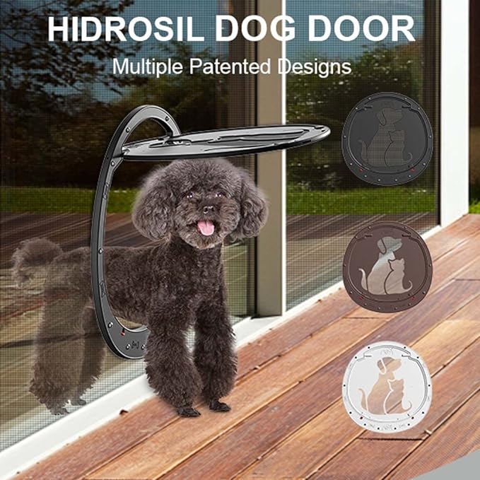 Dog Door for Screen Door, Patent Desigh Pet Screen Door with Lockable Magnetic Flap for Doggy Dog and Cat Door, Coffee