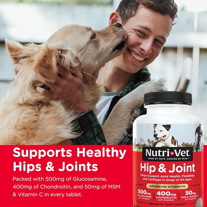 Nutri-Vet Hip & Joint Chewable Dog Supplements | Formulated with Glucosamine & Chondroitin for Dogs | 90 Count