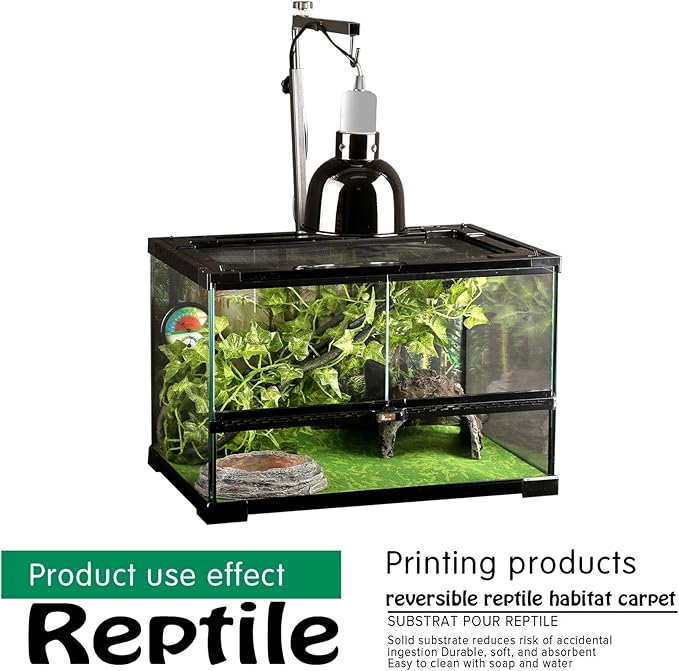 Reptile Carpet, 36 * 18in Pet Terrarium Liner,Reptiles Cage Mat/Substrate for Snakes, Chameleons, Geckos ands Kitchen Use(2sheets) with Tweezers Feeding Tongs