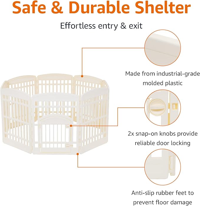 Amazon Basics Octagonal Dog Playpen, Pet Exercise Pen with Door, 34-Inches, 8 Panel, Beige