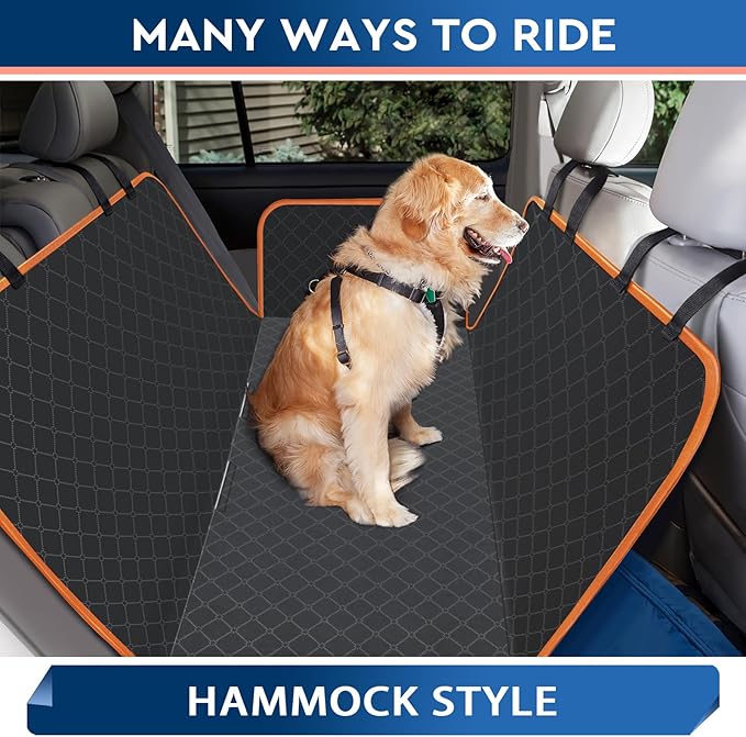 Dog Car Seat Cover Dog Seat Cover for Back Seat Scratch Prevention Dog Hammock Protects Against Dirt Dog Seat Covers for Cars Fits for Small SUVs and Trucks 60"x 64", Orange
