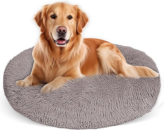 Dog Bed for Small Medium Large Dogs,27 Inch Calming Dogs Bed Machine Washable, Fluffy Round Pet Bed Non-Slip, Calming Soft Plush Donut Cuddler Cushion Self Warming for Puppy and Kitten