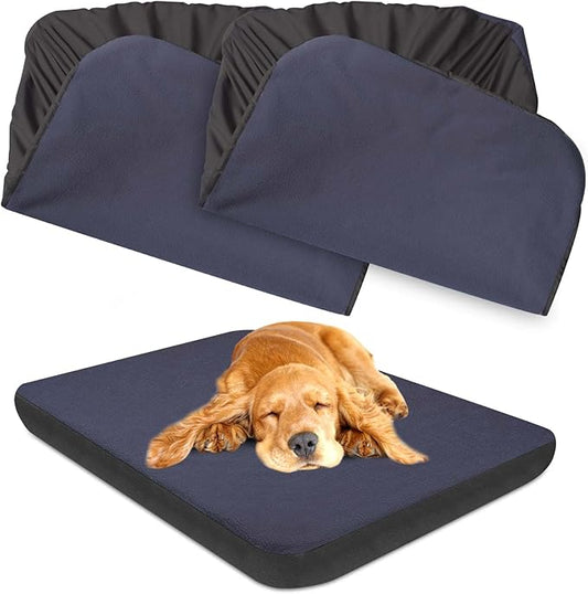 Dog Bed Covers Replacement Washable X-Large, 100% Waterproof Dog Bed Cover Soft Noiseless Dog Bed Sheets 50% Increase durability, Blue 2 Pack 44 x 35 inch