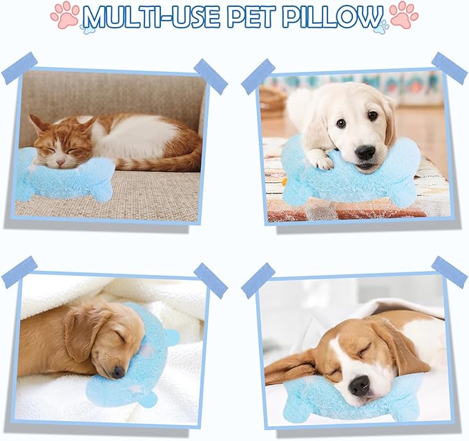 Pet Pillow for Dogs & Cats, Dog Calming Pillow, Dog Neck Pillow U-Shaped Pillow for Dogs & Cat, Soft Fluffy Cat Bed Pillow Pet Calming Toy, Joint Relief Sleeping Improve for Pets(Blue)