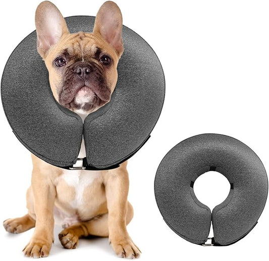 MIDOG Dog Cone Collar, Inflatable Dog Neck Donut Collar Alternative After Surgery, Soft Protective Recovery Cone for Small Medium Large Dogs and Cats Puppies - Alternative E Collar (Gray, M)