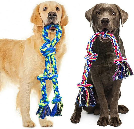 Dog Rope Toys for Large and Medium Aggressive Chewers, 2 Pack Heavy Duty Dog Rope Toy for Large Breed, Indestructible Dog Chew Toys, Tug of War Dog Toy, 100% Cotton Teeth Cleaning