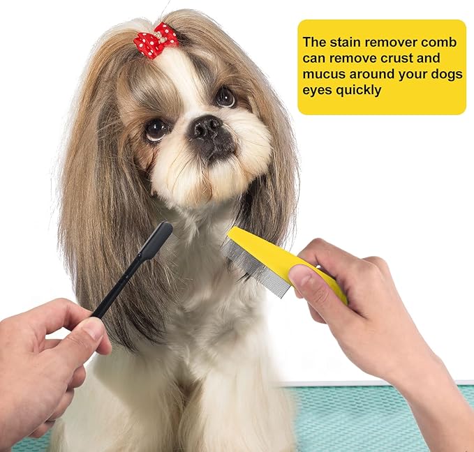 5 Pieces Dog Eye Combs Tear Stain Remover Combs Pet Grooming Comb for Small Dogs Gently Removing Eye Mucus and Crust (Yellow, Black)