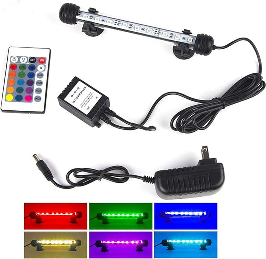 Aquarium Lights RGB Fish Tank Lights Underwater LED IP68 Waterproof Submersible Remote Control Aquarium Lid Hang Lights Color Changing Small Fish Aquarium Tank Waterfall Lighting, 7.5 inch