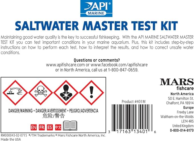 API SALTWATER MASTER TEST KIT 550-Test Saltwater Aquarium Water Test Kit