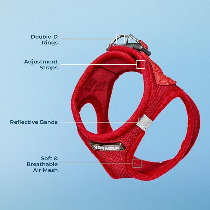 Voyager Step-in Air Dog Harness - All Weather Mesh Step in Vest Harness for Small and Medium Dogs and Cats by Best Pet Supplies - Harness (Red), S (Chest: 14.5-16")